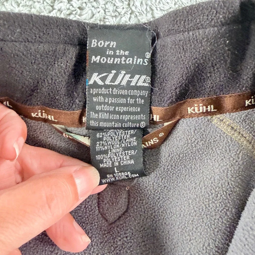Kuhl Interceptr 1/4 Zip Fleece Wool Blend Pullover Gorpcore Mens Large Brown